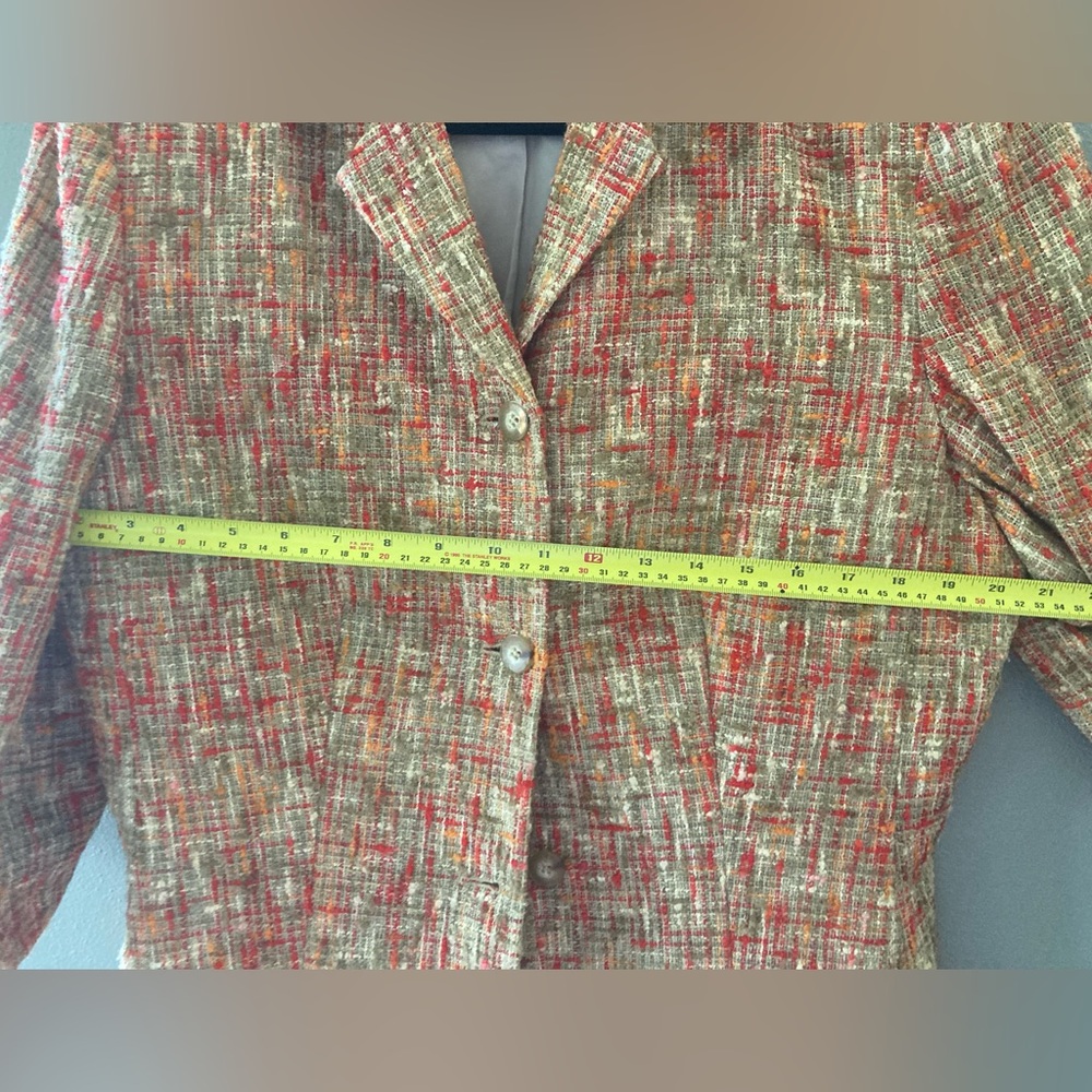 Josephine Chaus Women's Red, Green and Cream Tweed Blazer - Size 14 - Picture 10 of 10